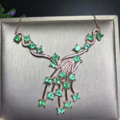 Personalità Foglia di pavone Collana di smeraldi verdi naturali Collana con pendente di pietre preziose naturali 925 gioielli regalo per feste da donna 