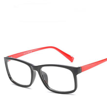 Load image into Gallery viewer, Personality Square Optical Glasses Women Men PC Clear Mirror Prescription Eyeglasses Black Frame Red Leg Y8012
