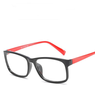 Personality Square Optical Glasses Women Men PC Clear Mirror Prescription Eyeglasses Black Frame Red Leg Y8012