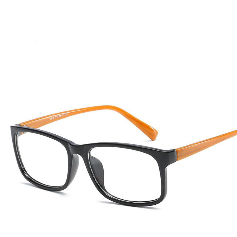Personality Square Optical Glasses Women Men PC Clear Mirror Prescription Eyeglasses Black Frame Red Leg Y8012