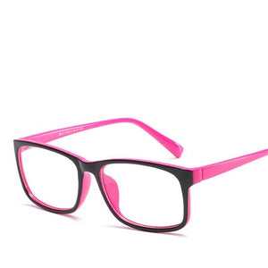 Personality Square Optical Glasses Women Men PC Clear Mirror Prescription Eyeglasses Black Frame Red Leg Y8012