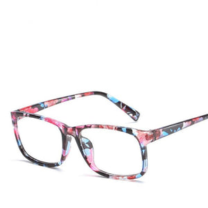 Personality Square Optical Glasses Women Men PC Clear Mirror Prescription Eyeglasses Black Frame Red Leg Y8012