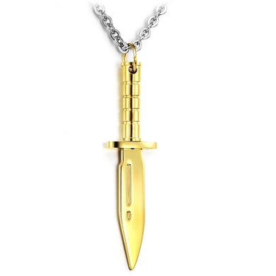 Personality Stainless Steel Knife Man Pendant Necklaces Classical Silver/Black/Gold Color 316L Steel Link Chain Jewelry Gift