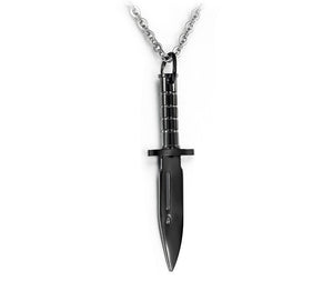 Personality Stainless Steel Knife Man Pendant Necklaces Classical Silver/Black/Gold Color 316L Steel Link Chain Jewelry Gift