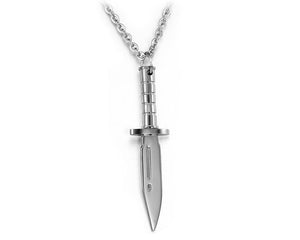 Personality Stainless Steel Knife Man Pendant Necklaces Classical Silver/Black/Gold Color 316L Steel Link Chain Jewelry Gift