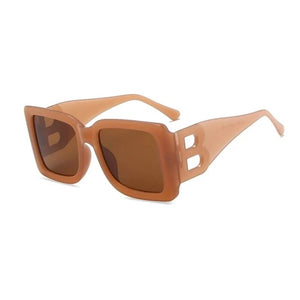 Personalized Modern Style Sunglasses Hollow B-Shaped Sunglasses Female Large Frame Square GlassesOculos Sol Feminino