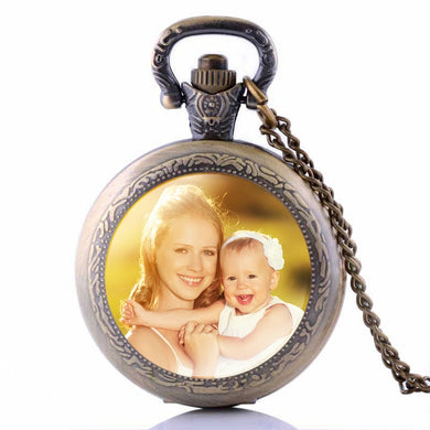 Personalized Photo Pendants Custom Pocket Watch Necklace Photo of Your Baby Child Mom Dad Grandparent Loved One Gift for Family