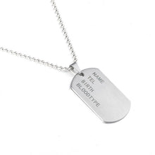 Load image into Gallery viewer, Personalized customized engraved letter photo logo printed Stainless steel military dog tags name pendant men necklace jewelry