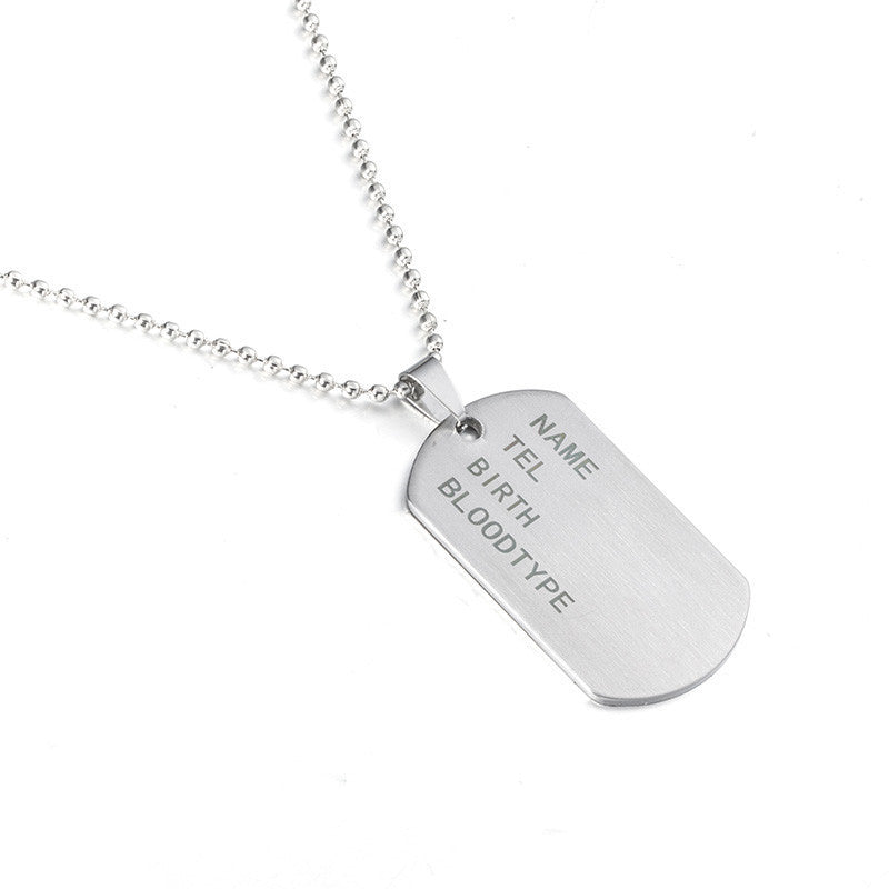 Personalized customized engraved letter photo logo printed Stainless steel military dog tags name pendant men necklace jewelry