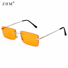 Load image into Gallery viewer, Personalized rectangular ladies sunglasses retro designer men&#39;s sunglasses frameless square polarized woman gradient glass UV400