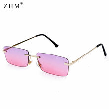 Load image into Gallery viewer, Personalized rectangular ladies sunglasses retro designer men&#39;s sunglasses frameless square polarized woman gradient glass UV400