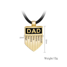 Carica l&#39;immagine nel visualizzatore di Gallery, Personalized shield pendant necklace for men Dad gift choice love dad leather necklace customized stainless steel jewelry