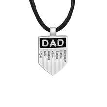 Carica l&#39;immagine nel visualizzatore di Gallery, Personalized shield pendant necklace for men Dad gift choice love dad leather necklace customized stainless steel jewelry
