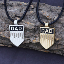 Carica l&#39;immagine nel visualizzatore di Gallery, Personalized shield pendant necklace for men Dad gift choice love dad leather necklace customized stainless steel jewelry