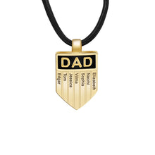 Carica l&#39;immagine nel visualizzatore di Gallery, Personalized shield pendant necklace for men Dad gift choice love dad leather necklace customized stainless steel jewelry