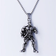 Load image into Gallery viewer, Personalized various shapes strong bodybuilding muscle men&#39;s pendant necklace gym fitness gift jewelry stainless steel necklace
