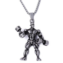 Load image into Gallery viewer, Personalized various shapes strong bodybuilding muscle men&#39;s pendant necklace gym fitness gift jewelry stainless steel necklace