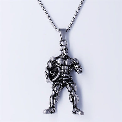 Personalized various shapes strong bodybuilding muscle men's pendant necklace gym fitness gift jewelry stainless steel necklace
