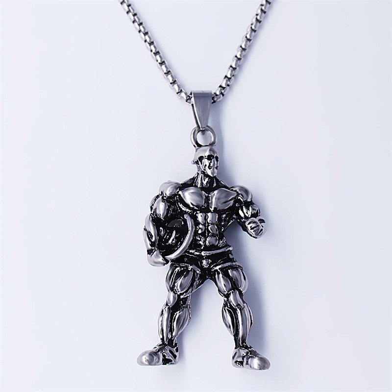 Personalized various shapes strong bodybuilding muscle men's pendant necklace gym fitness gift jewelry stainless steel necklace