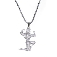 Load image into Gallery viewer, Personalized various shapes strong bodybuilding muscle men&#39;s pendant necklace gym fitness gift jewelry stainless steel necklace