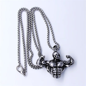 Personalized various shapes strong bodybuilding muscle men's pendant necklace gym fitness gift jewelry stainless steel necklace