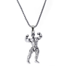 Load image into Gallery viewer, Personalized various shapes strong bodybuilding muscle men&#39;s pendant necklace gym fitness gift jewelry stainless steel necklace