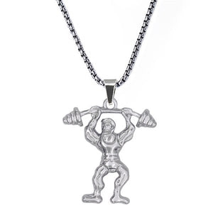 Personalized various shapes strong bodybuilding muscle men's pendant necklace gym fitness gift jewelry stainless steel necklace