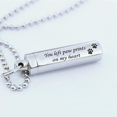 Regalo per la perdita di animali domestici, collana commemorativa, urna per ceneri o capelli, campione di simpatia, cremazione, gioielli ricordo, zampe di cane, pendente e catena 