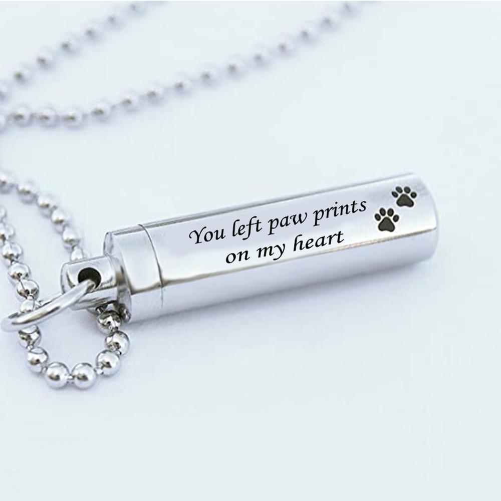 Regalo per la perdita di animali domestici, collana commemorativa, urna per ceneri o capelli, campione di simpatia, cremazione, gioielli ricordo, zampe di cane, pendente e catena 