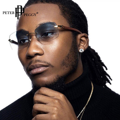 Peterpeggy Small Rectangle Sunglasses Women Female Rimless Square Sunglasses Men 2023 Steampunk Vintage Sunglasses UV400