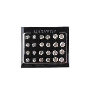 Pack of 12 Pairs Double Sided Earrings Ear Stud Round Crystal Magnetic Stud Earrings for Men Women Girl 4MM/6MM/7MM