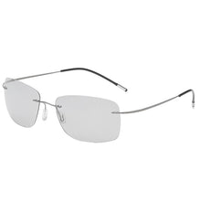 Load image into Gallery viewer, Pochromic Rimless Polarized Light Sunglasses Titanium Arm Chameleon Discoloration Sun glasses for men women aviation square