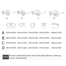 Load image into Gallery viewer, Pochromic Rimless Polarized Light Sunglasses Titanium Arm Chameleon Discoloration Sun glasses for men women aviation square
