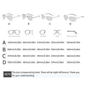 Pochromic Rimless Polarized Light Sunglasses Titanium Arm Chameleon Discoloration Sun glasses for men women aviation square