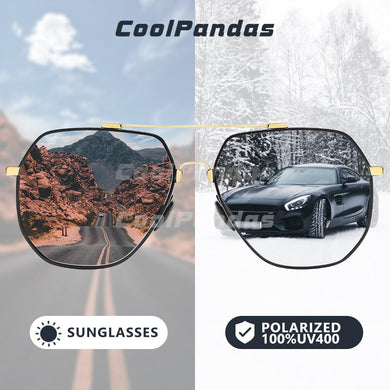 Photochromic Sunglasses Men Driving Polarized Chameleon Lens Sun Glasses Women Hexagon Memory Metal Frame 2023 zonnebril heren