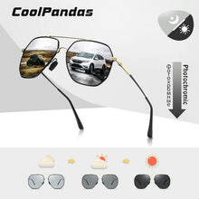 Load image into Gallery viewer, Photochromic Sunglasses Men Driving Polarized Chameleon Lens Sun Glasses Women Hexagon Memory Metal Frame 2023 zonnebril heren