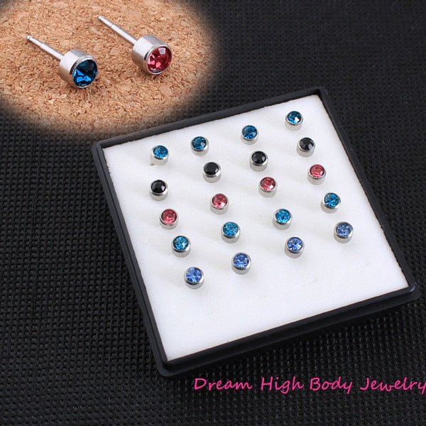 Piercing To Kit Ear Stud Piercing Gun for Piercer Ring 4mm Gem Mixed Colors 316l Stainless Steel Blue Red High Quality Medical