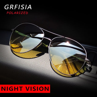 Pilot Night Vision Polarized Sunglasses Men Women Anti High Beam Driving At Night Sun Glasses Lightweight Alloy Frame Goggles CE