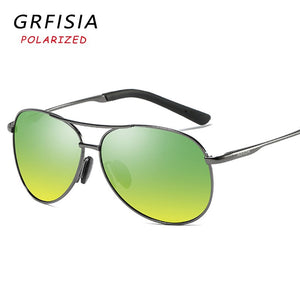 Pilot Night Vision Polarized Sunglasses Men Women Anti High Beam Driving At Night Sun Glasses Lightweight Alloy Frame Goggles CE