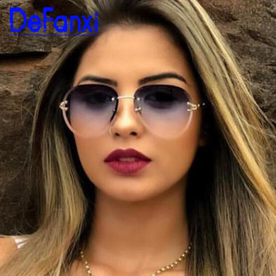Pilot Rimless Sunglasses Women ocean Lens Designer Sun Glasses Gradient Shades Ladies Frameless Metal Eyeglasses UV400