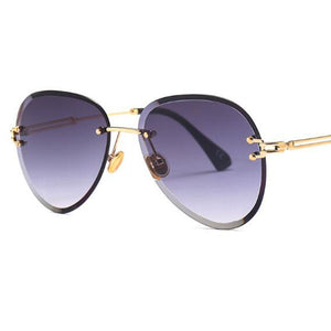 Pilot Rimless Sunglasses Women ocean Lens Designer Sun Glasses Gradient Shades Ladies Frameless Metal Eyeglasses UV400