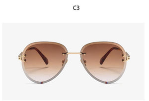 Pilot Rimless Sunglasses Women ocean Lens Designer Sun Glasses Gradient Shades Ladies Frameless Metal Eyeglasses UV400