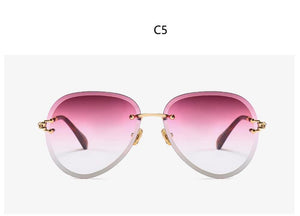Pilot Rimless Sunglasses Women ocean Lens Designer Sun Glasses Gradient Shades Ladies Frameless Metal Eyeglasses UV400