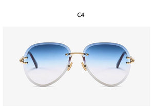 Pilot Rimless Sunglasses Women ocean Lens Designer Sun Glasses Gradient Shades Ladies Frameless Metal Eyeglasses UV400
