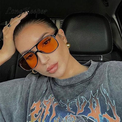 Pilot Sunglasses Men  Brand Women Vintage Oversized Square Sun Glasses Yellow Lens Night Vision Driving Goggles Oculos