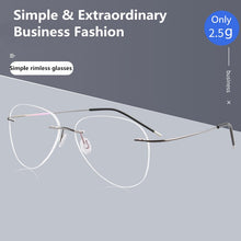 Carica l&#39;immagine nel visualizzatore di Gallery, Pilot Ultra-light Memory Titanium Rimless Aviation Myopia Eyeglasses Optical Glasses Frame Men Spectacle Prescription Eyewear