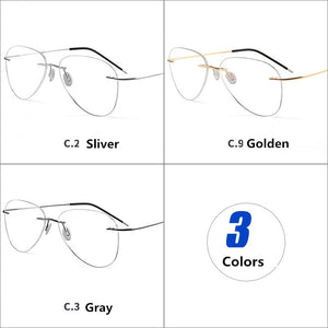 Pilot Ultra-light Memory Titanium Rimless Aviation Myopia Eyeglasses Optical Glasses Frame Men Spectacle Prescription Eyewear