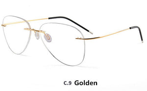Pilot Ultra-light Memory Titanium Rimless Aviation Myopia Eyeglasses Optical Glasses Frame Men Spectacle Prescription Eyewear