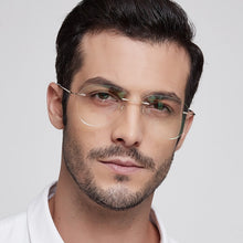 Carica l&#39;immagine nel visualizzatore di Gallery, Pilot Ultra-light Memory Titanium Rimless Aviation Myopia Eyeglasses Optical Glasses Frame Men Spectacle Prescription Eyewear