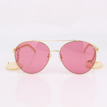 Load image into Gallery viewer, Pilot frame pink lenses sunglasses women chain style with ivory Interlocking charms